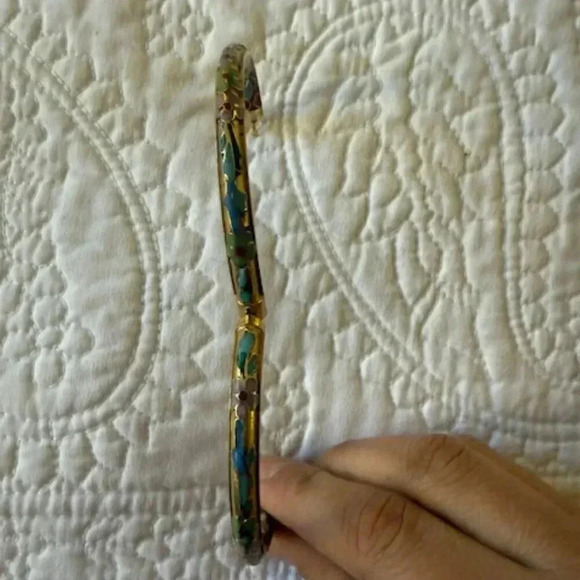 Vintage Cloisonné Hinged Bangle - Picture 4 of 6
